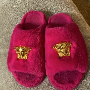 Hot pink Versace slippers